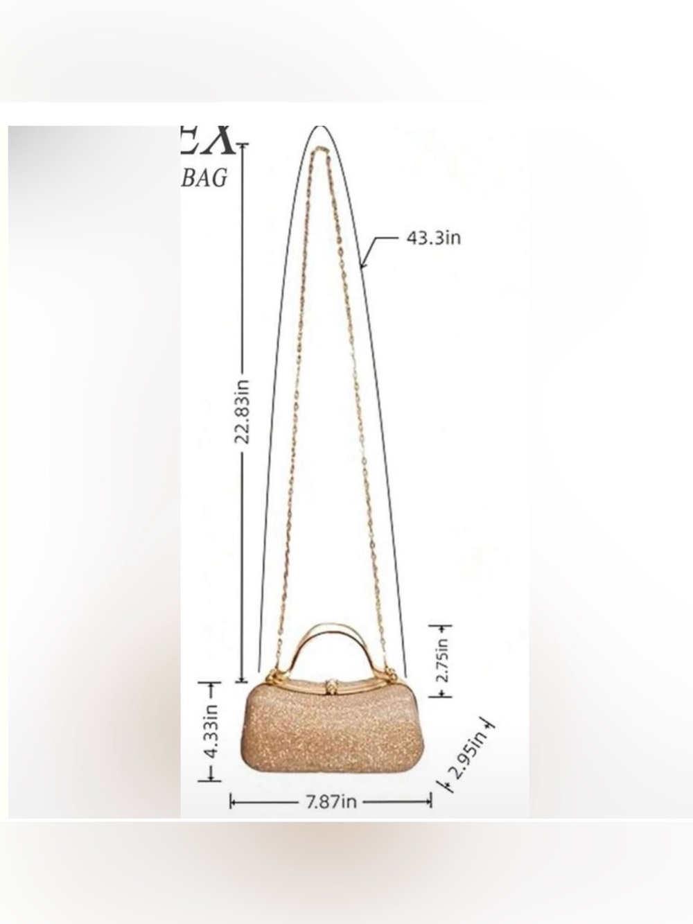 Elegant Glitter Evening Bag in Light Lavender Pink with Gold Hardware - Picture 10 of 10